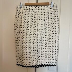 J. Crew Black and White Tweed Pencil Skirt